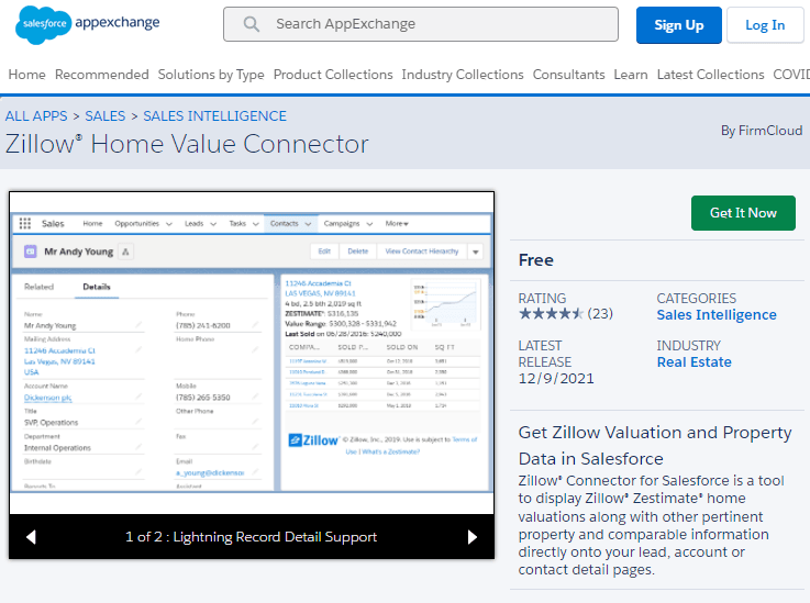 Zillow® Connector for Salesforce